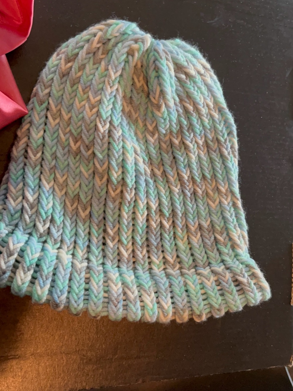 Kids Knit Beanie Hat - Pastel Mint & Gray